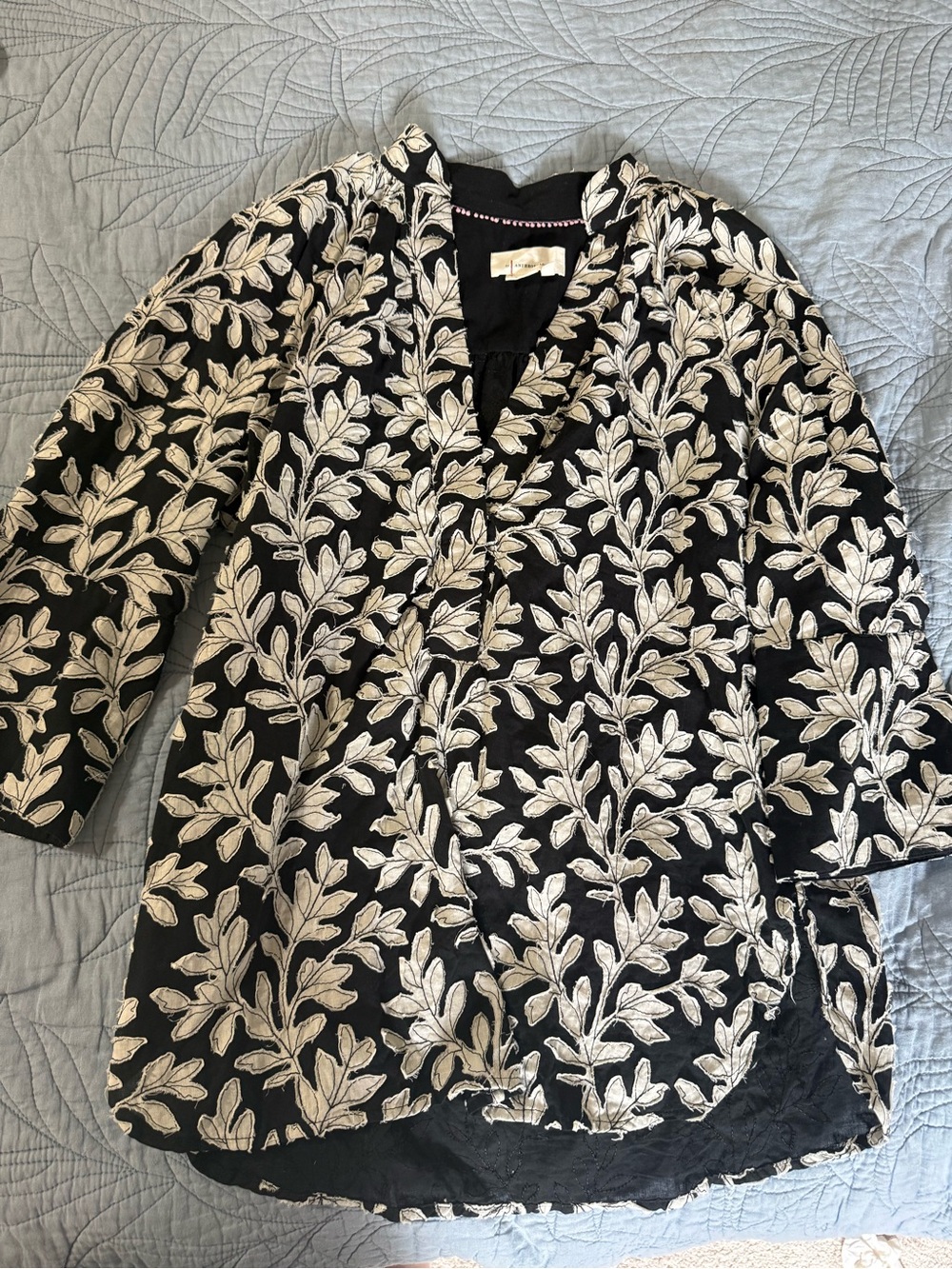 Anthropologie Black and White Embroidered Women's blouse/tunic
